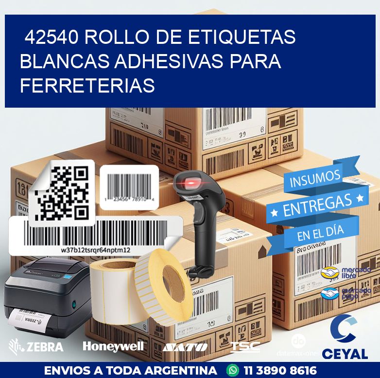 42540 ROLLO DE ETIQUETAS BLANCAS ADHESIVAS PARA FERRETERIAS