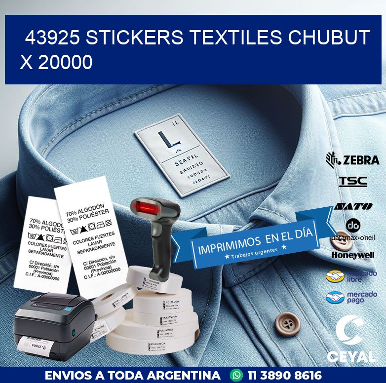 43925 STICKERS TEXTILES CHUBUT X 20000