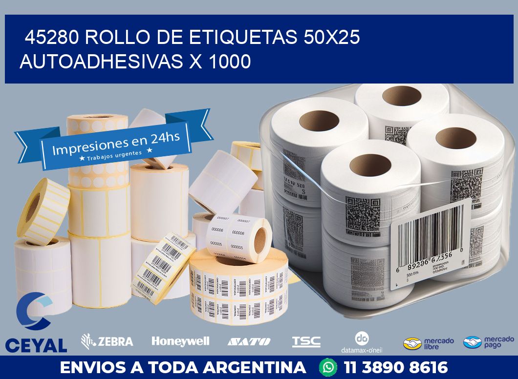 45280 ROLLO DE ETIQUETAS 50X25 AUTOADHESIVAS X 1000