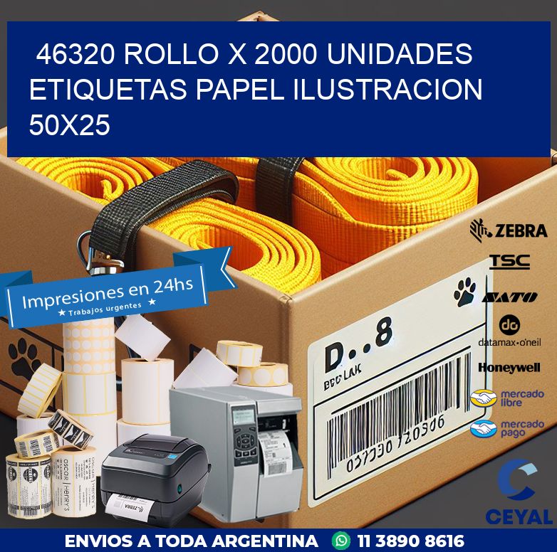 46320 ROLLO X 2000 UNIDADES ETIQUETAS PAPEL ILUSTRACION 50X25