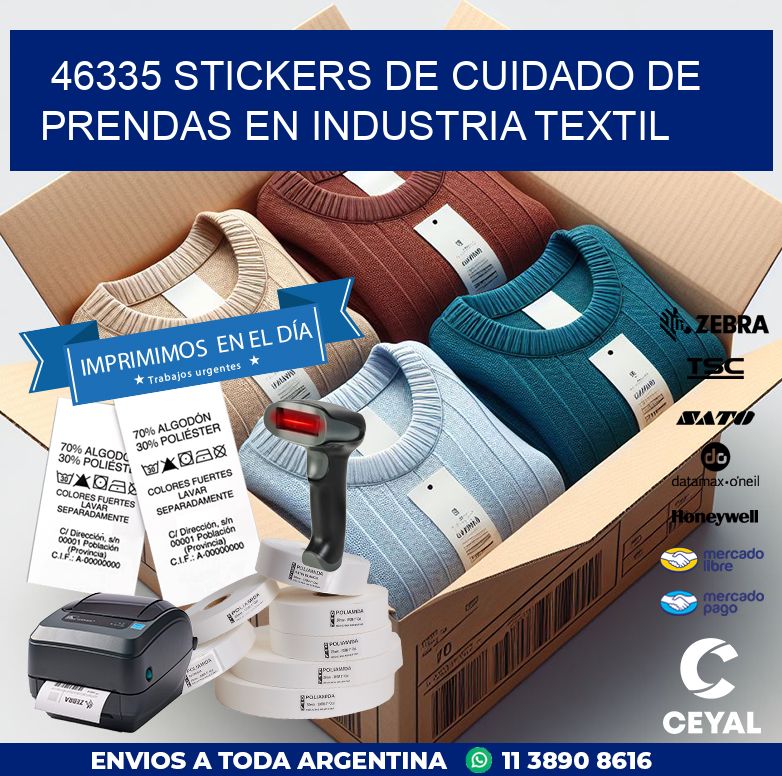 46335 STICKERS DE CUIDADO DE PRENDAS EN INDUSTRIA TEXTIL