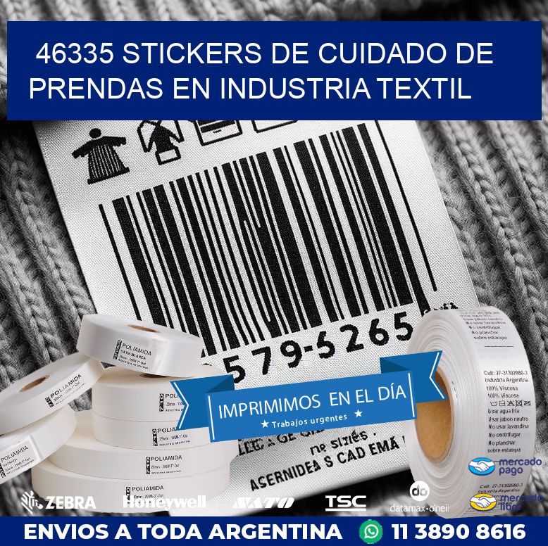 46335 STICKERS DE CUIDADO DE PRENDAS EN INDUSTRIA TEXTIL