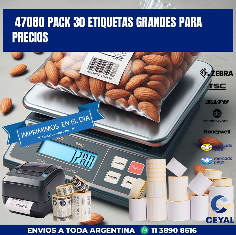 47080 PACK 30 ETIQUETAS GRANDES PARA PRECIOS