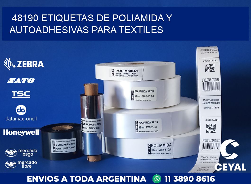 48190 ETIQUETAS DE POLIAMIDA Y AUTOADHESIVAS PARA TEXTILES