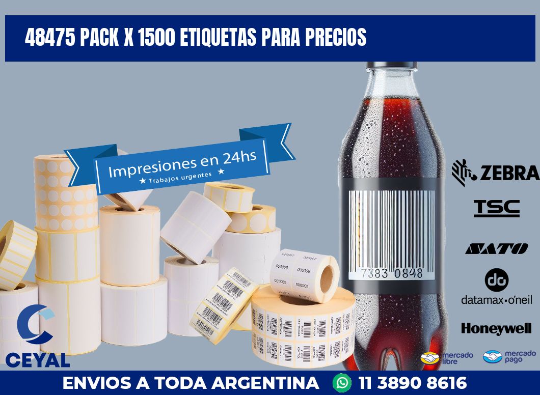 48475 PACK X 1500 ETIQUETAS PARA PRECIOS