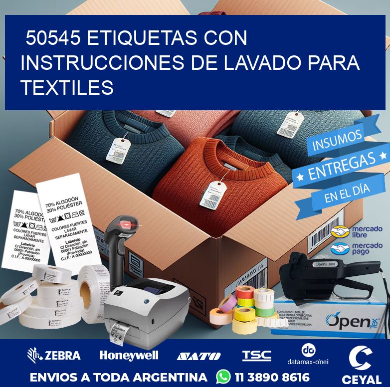 50545 ETIQUETAS CON INSTRUCCIONES DE LAVADO PARA TEXTILES