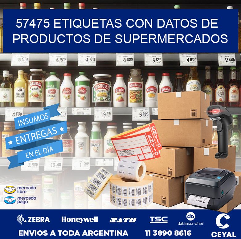 57475 ETIQUETAS CON DATOS DE PRODUCTOS DE SUPERMERCADOS