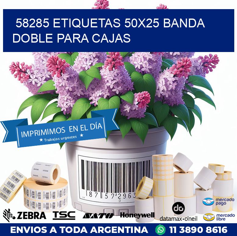 58285 ETIQUETAS 50X25 BANDA DOBLE PARA CAJAS