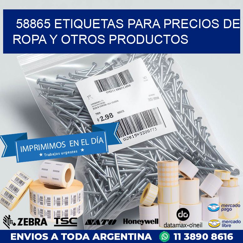 58865 ETIQUETAS PARA PRECIOS DE ROPA Y OTROS PRODUCTOS