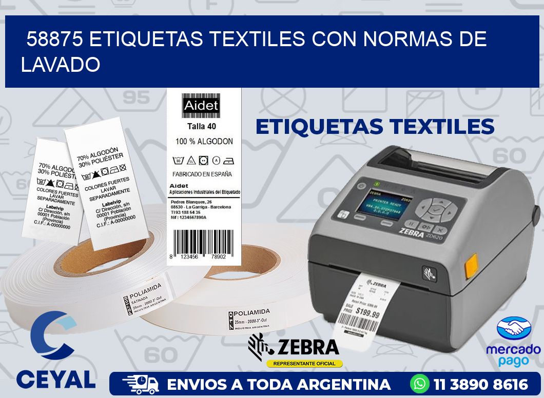 58875 ETIQUETAS TEXTILES CON NORMAS DE LAVADO