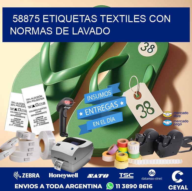 58875 ETIQUETAS TEXTILES CON NORMAS DE LAVADO