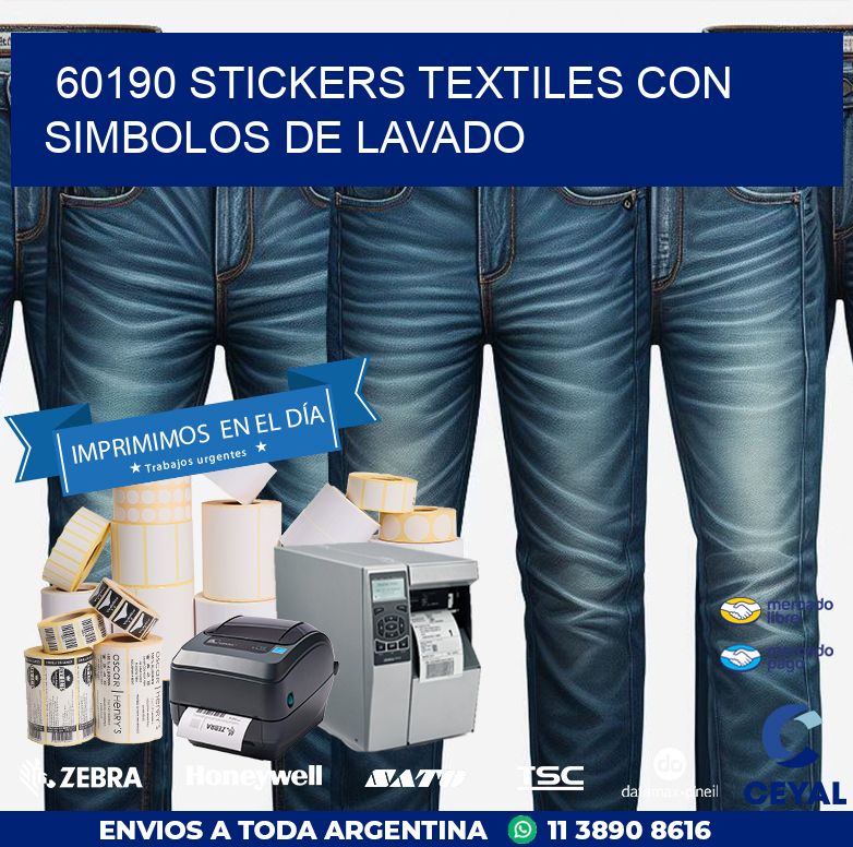 60190 STICKERS TEXTILES CON SIMBOLOS DE LAVADO