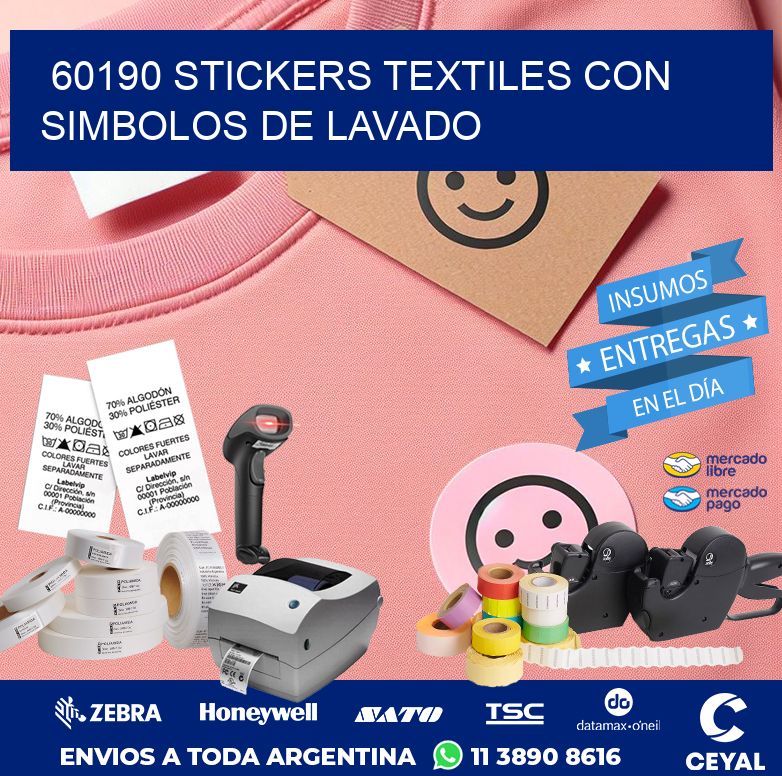 60190 STICKERS TEXTILES CON SIMBOLOS DE LAVADO