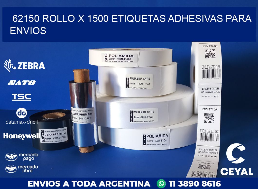62150 ROLLO X 1500 ETIQUETAS ADHESIVAS PARA ENVIOS