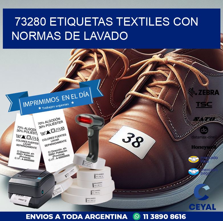 73280 ETIQUETAS TEXTILES CON NORMAS DE LAVADO