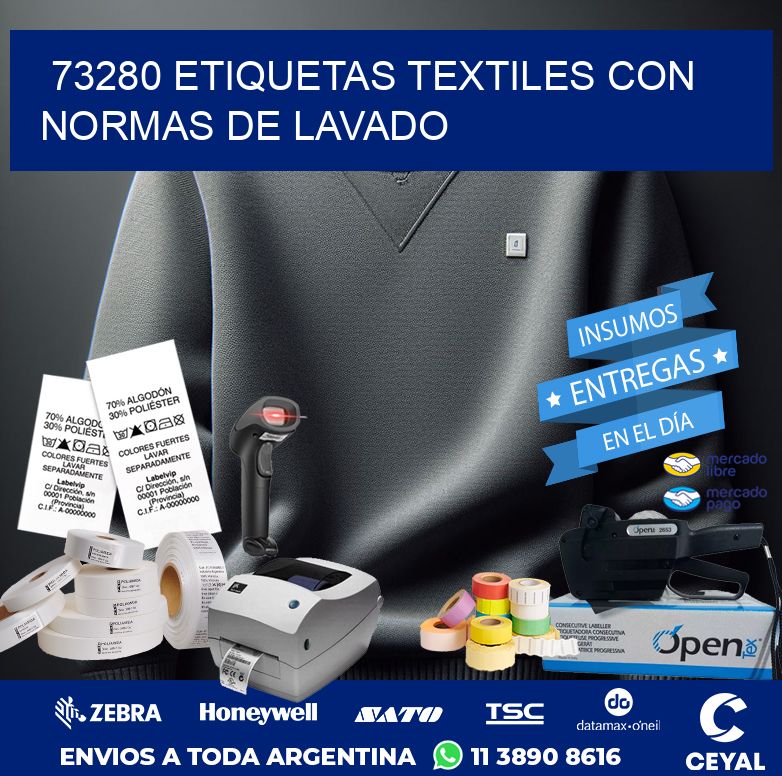 73280 ETIQUETAS TEXTILES CON NORMAS DE LAVADO