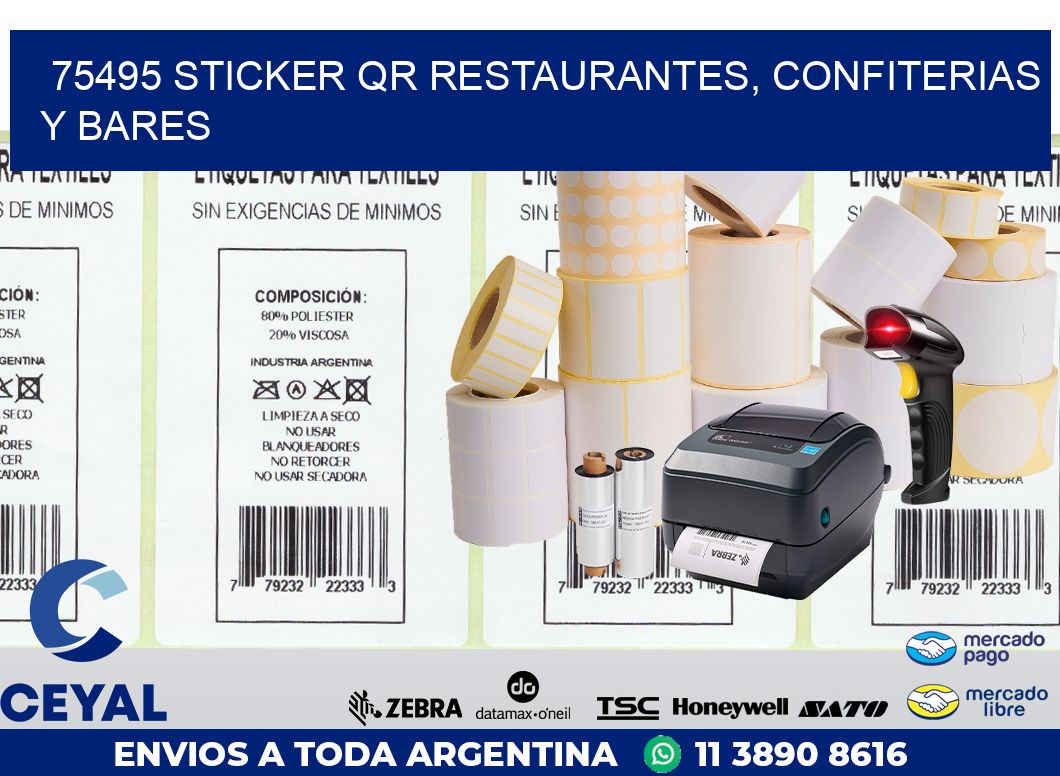 75495 STICKER QR RESTAURANTES, CONFITERIAS Y BARES