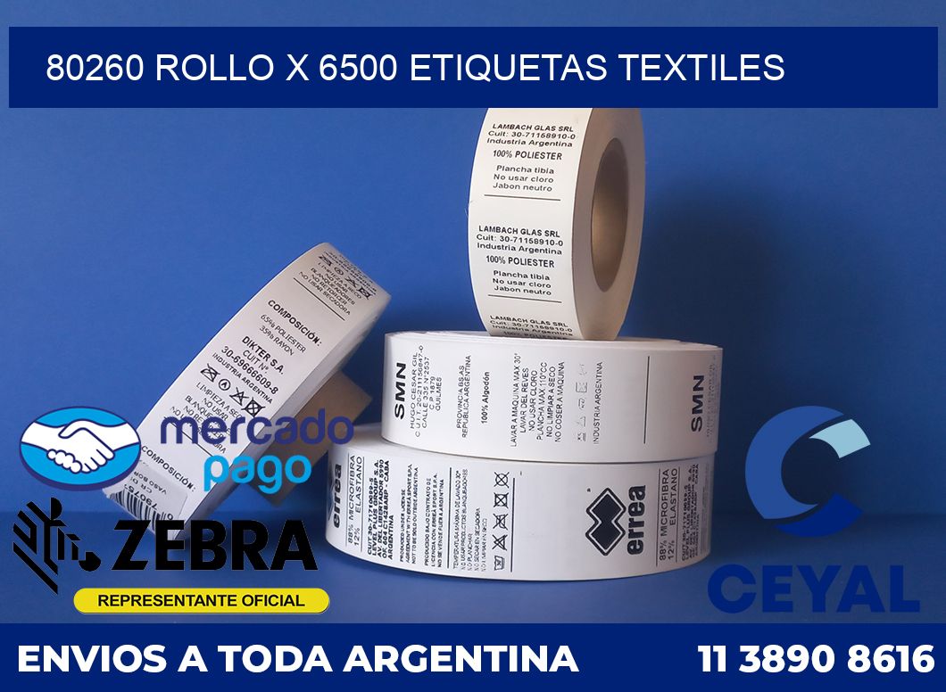 80260 ROLLO X 6500 ETIQUETAS TEXTILES