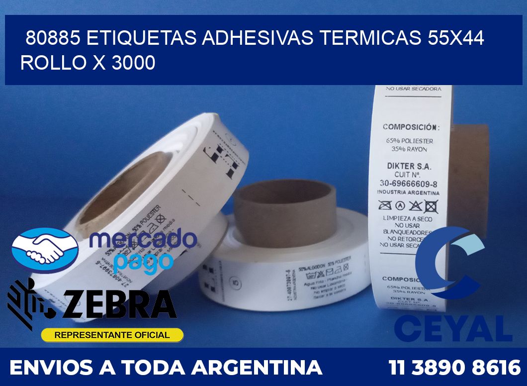 80885 ETIQUETAS ADHESIVAS TERMICAS 55X44 ROLLO X 3000