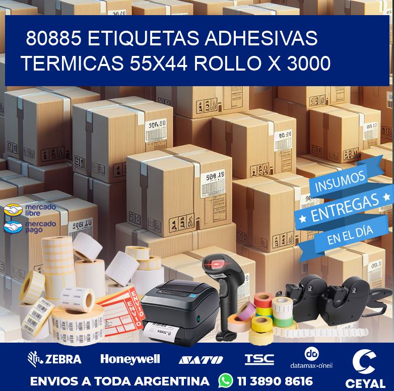 80885 ETIQUETAS ADHESIVAS TERMICAS 55X44 ROLLO X 3000