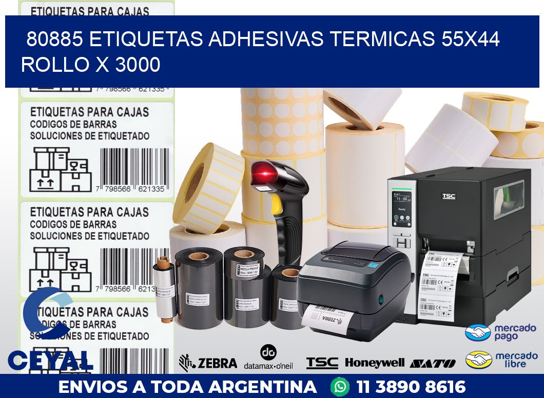 80885 ETIQUETAS ADHESIVAS TERMICAS 55X44 ROLLO X 3000