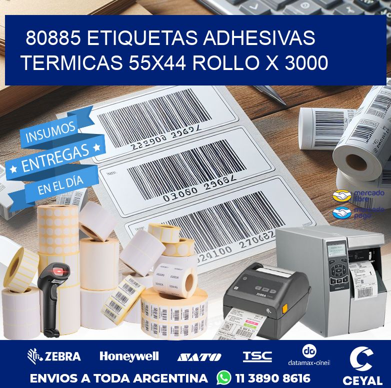 80885 ETIQUETAS ADHESIVAS TERMICAS 55X44 ROLLO X 3000