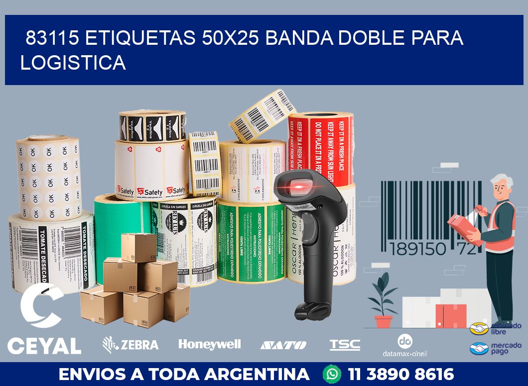 83115 ETIQUETAS 50X25 BANDA DOBLE PARA LOGISTICA