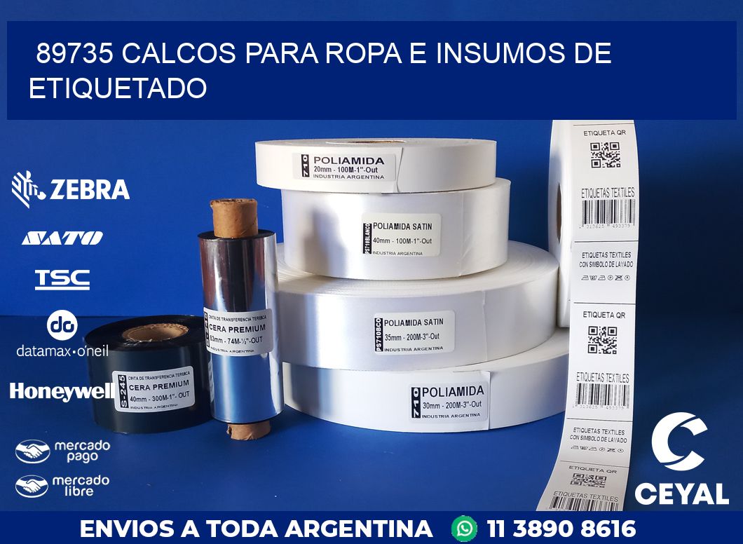 89735 CALCOS PARA ROPA E INSUMOS DE ETIQUETADO