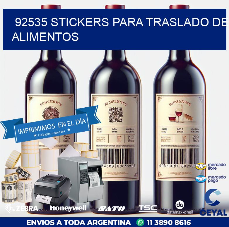 92535 STICKERS PARA TRASLADO DE ALIMENTOS