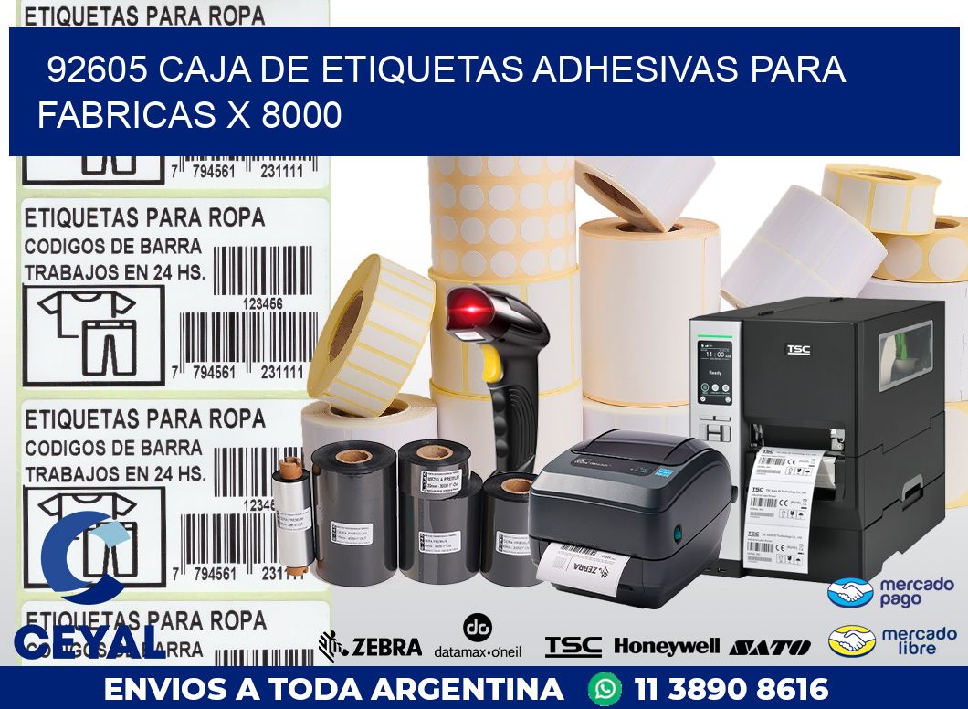 92605 CAJA DE ETIQUETAS ADHESIVAS PARA FABRICAS X 8000