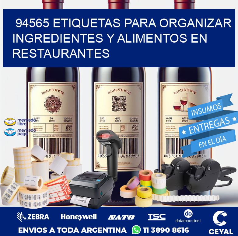 94565 ETIQUETAS PARA ORGANIZAR INGREDIENTES Y ALIMENTOS EN RESTAURANTES