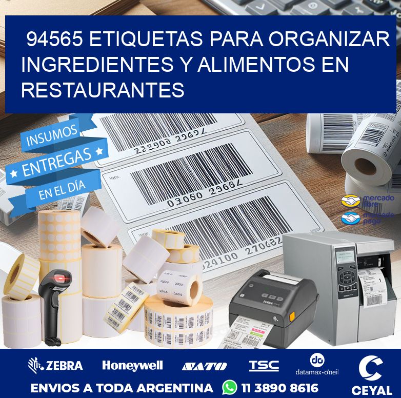 94565 ETIQUETAS PARA ORGANIZAR INGREDIENTES Y ALIMENTOS EN RESTAURANTES