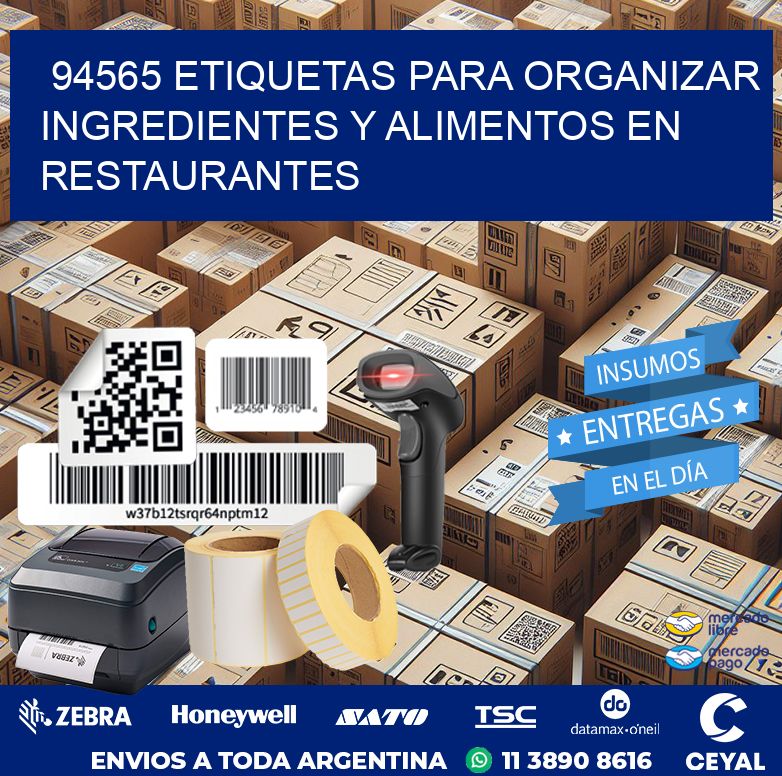 94565 ETIQUETAS PARA ORGANIZAR INGREDIENTES Y ALIMENTOS EN RESTAURANTES