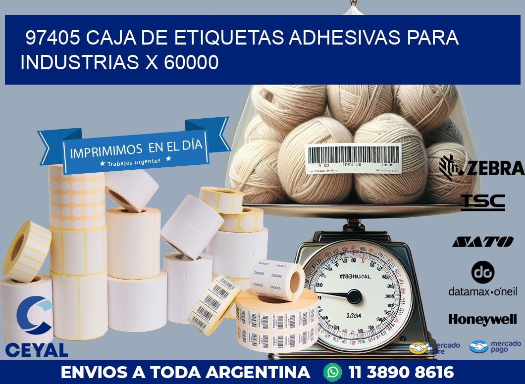 97405 CAJA DE ETIQUETAS ADHESIVAS PARA INDUSTRIAS X 60000