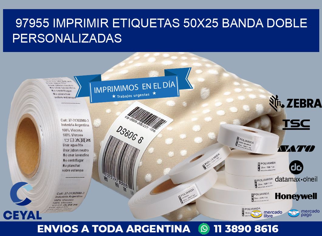 97955 IMPRIMIR ETIQUETAS 50X25 BANDA DOBLE PERSONALIZADAS