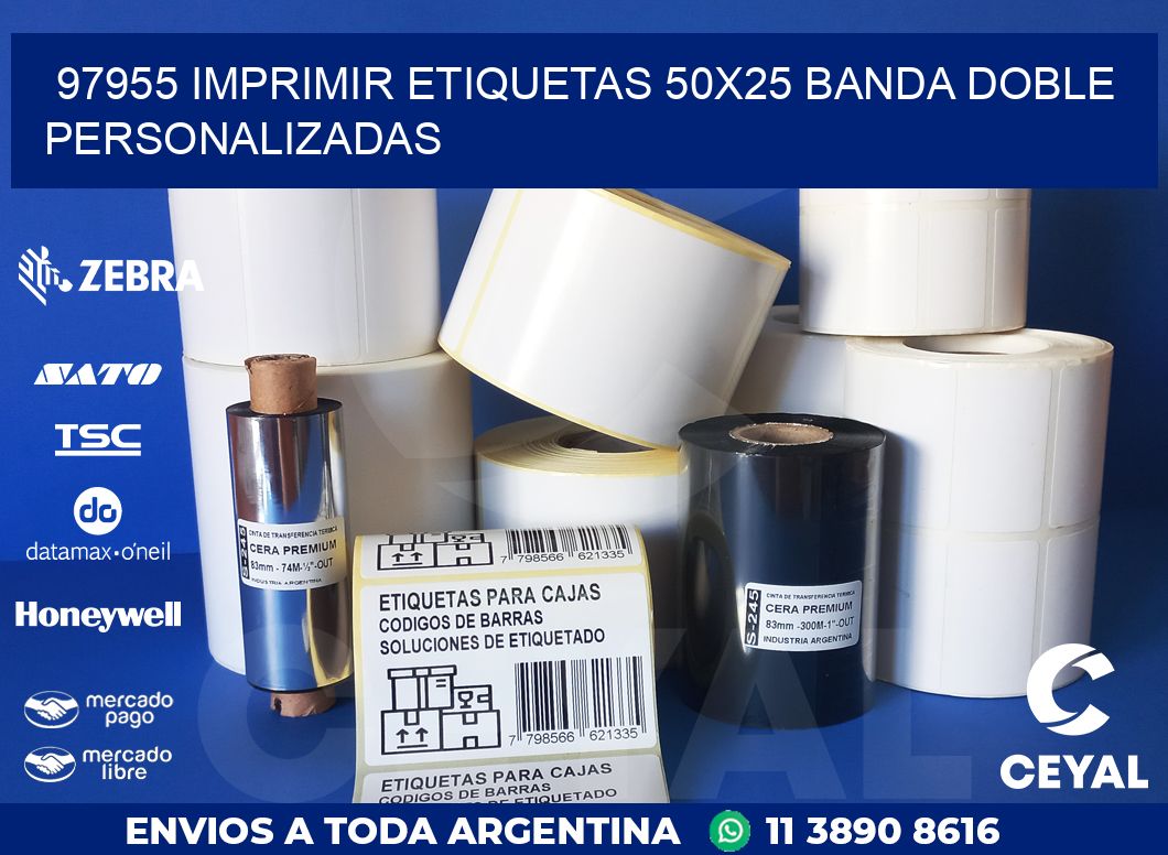 97955 IMPRIMIR ETIQUETAS 50X25 BANDA DOBLE PERSONALIZADAS