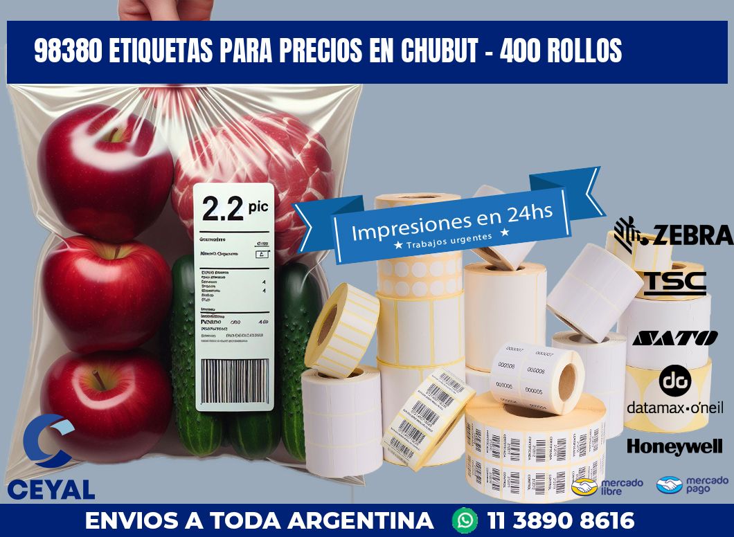 98380 ETIQUETAS PARA PRECIOS EN CHUBUT - 400 ROLLOS