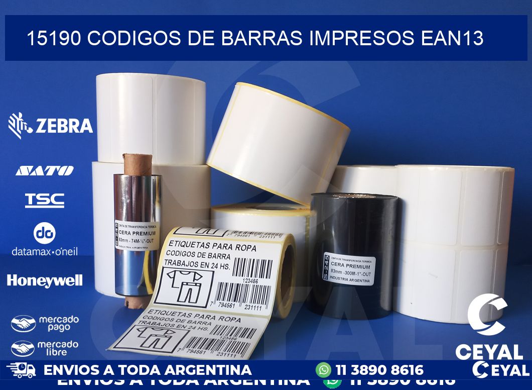 15190 codigos de barras impresos ean13