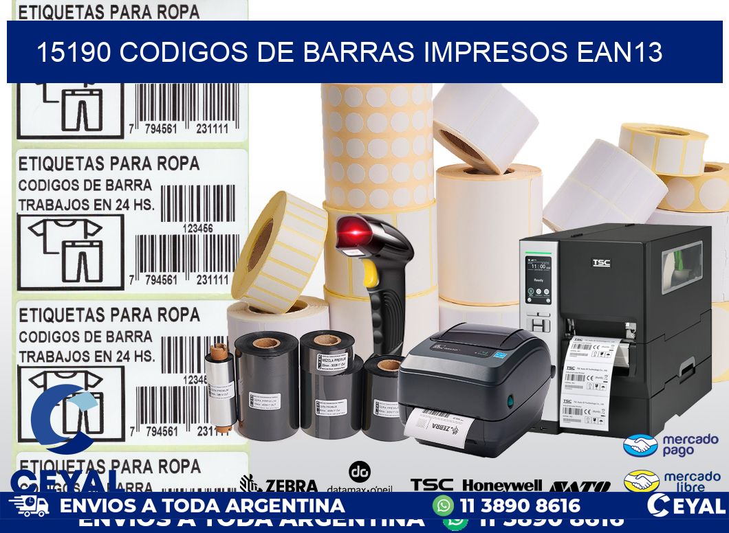 15190 codigos de barras impresos ean13