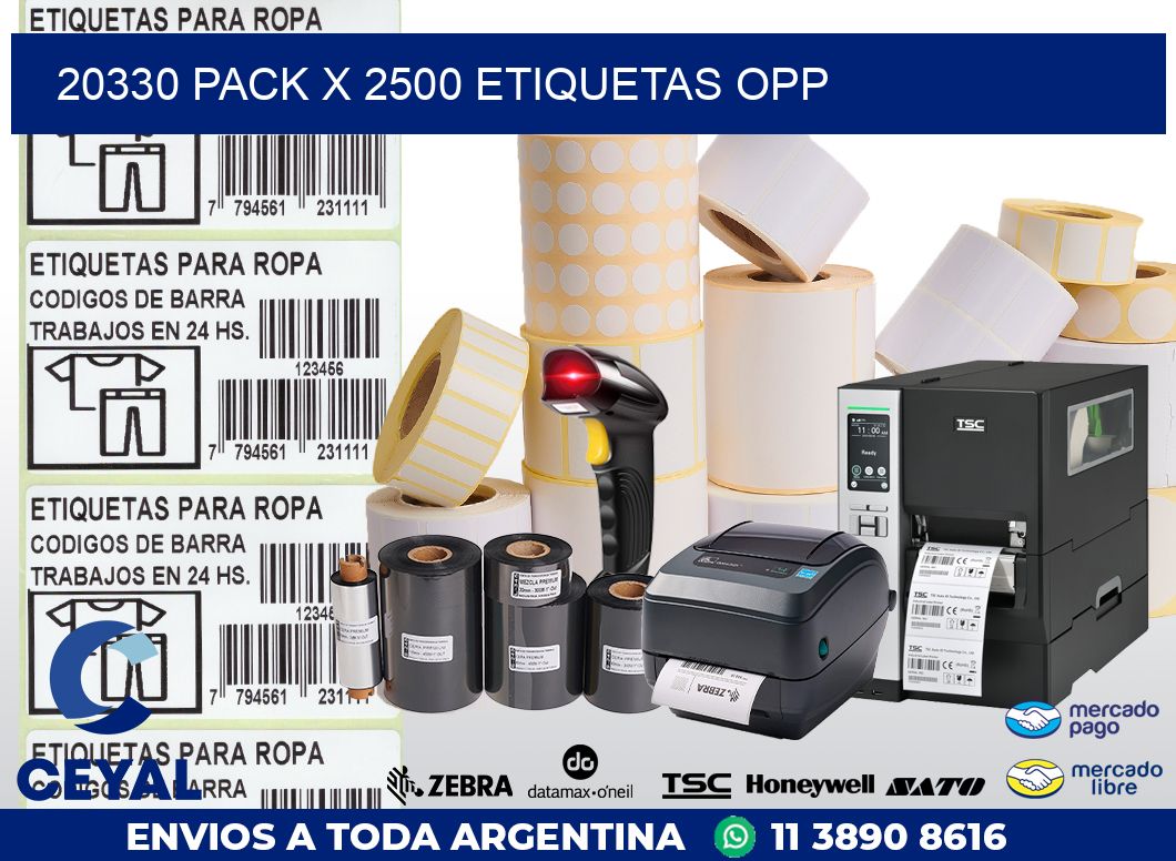 20330 PACK X 2500 ETIQUETAS OPP