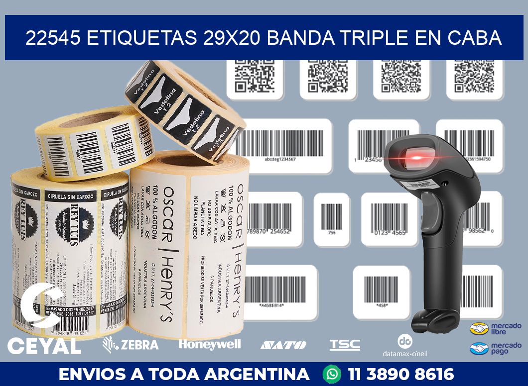 22545 ETIQUETAS 29X20 BANDA TRIPLE EN CABA