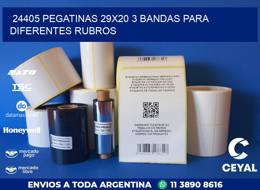 24405 PEGATINAS 29X20 3 BANDAS PARA DIFERENTES RUBROS