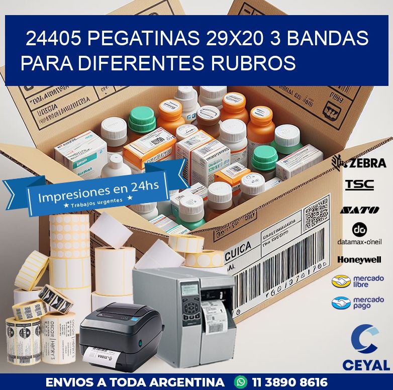 24405 PEGATINAS 29X20 3 BANDAS PARA DIFERENTES RUBROS