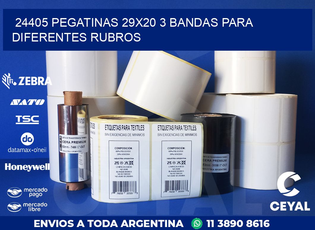 24405 PEGATINAS 29X20 3 BANDAS PARA DIFERENTES RUBROS