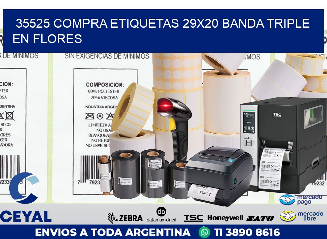 35525 COMPRA ETIQUETAS 29X20 BANDA TRIPLE EN FLORES