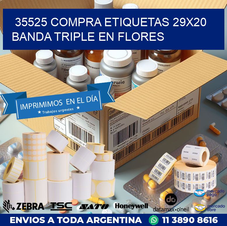 35525 COMPRA ETIQUETAS 29X20 BANDA TRIPLE EN FLORES