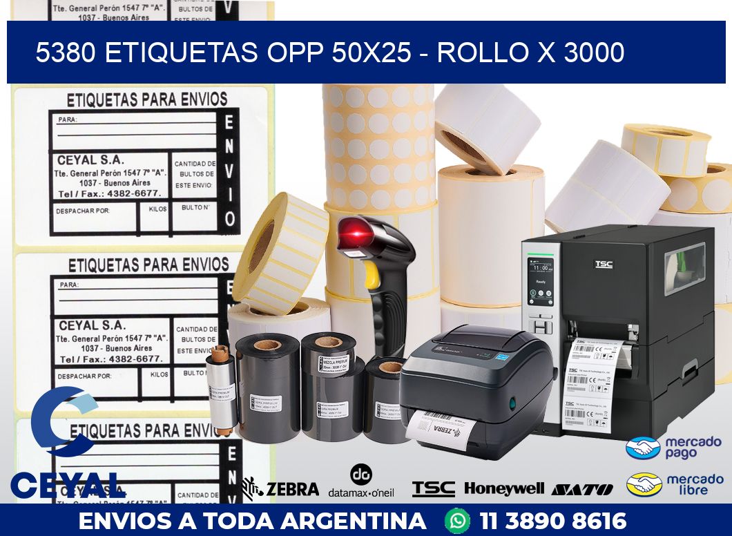 5380 ETIQUETAS OPP 50X25 - ROLLO X 3000