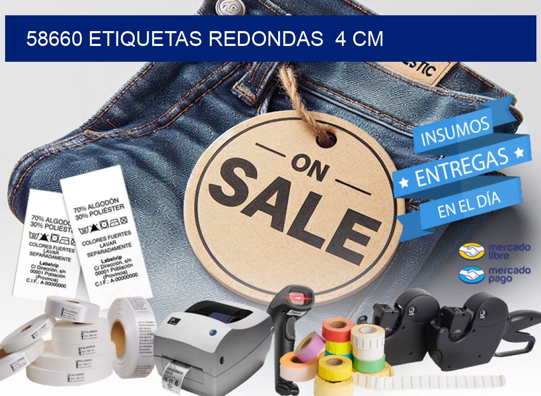 58660 ETIQUETAS REDONDAS  4 CM