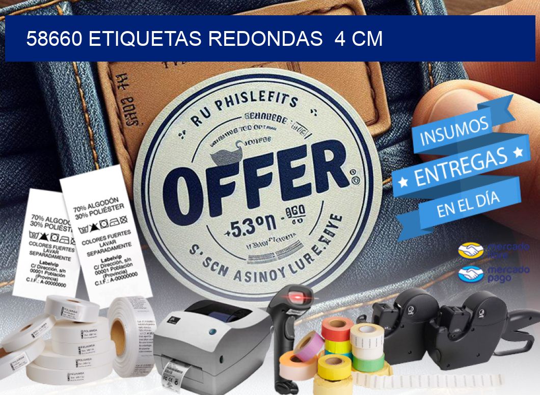 58660 ETIQUETAS REDONDAS  4 CM