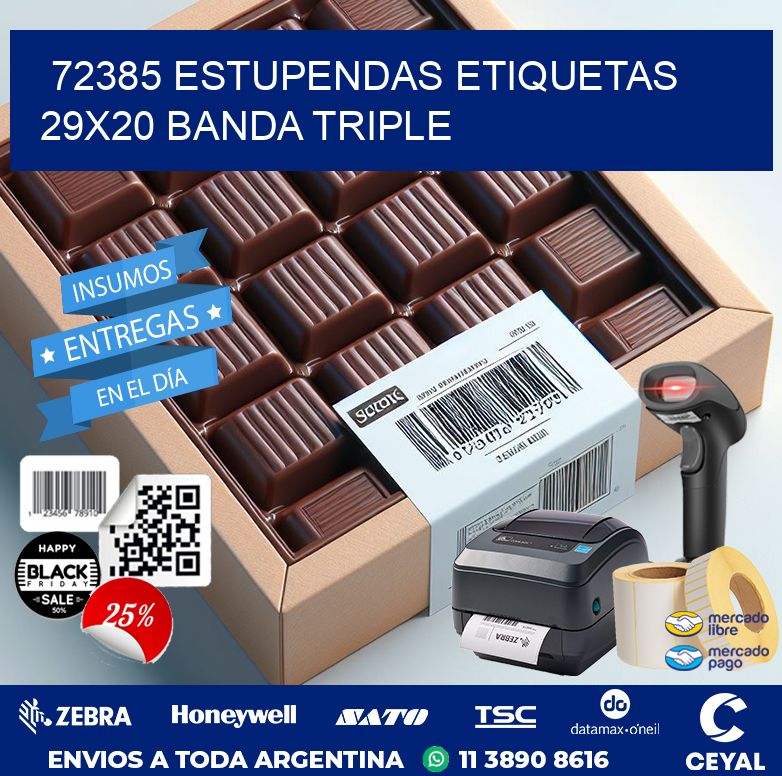 72385 ESTUPENDAS ETIQUETAS 29X20 BANDA TRIPLE